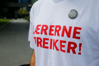 Nå ligger det på nytt an til stor lærerstreik. Her fra da lærerne streiket i 2014.